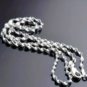 1pc Double Layer Water Wave Chain Necklace, Sterling Silver Plated Necklace